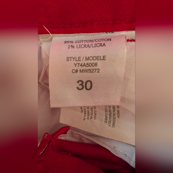Vibrant Red Women's Jean Like Pants - Picture 7 of 7